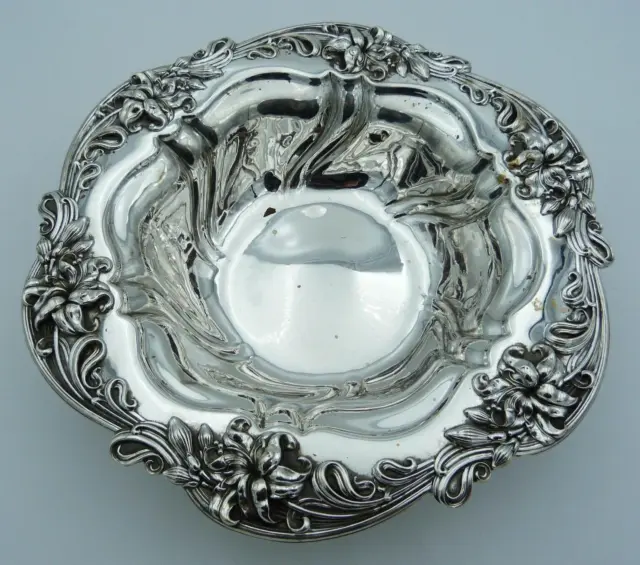 Ciotola Art Nouveau argento sterling 925 massiccio - 515 g - 30 cm - motivo floreale