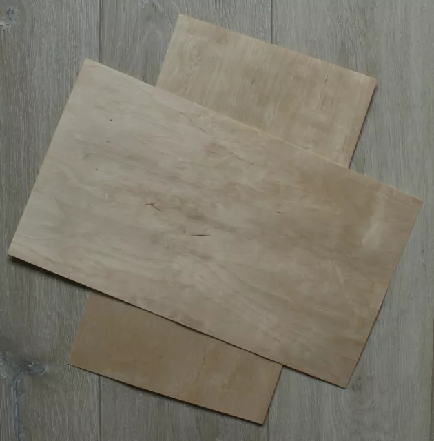 Birch wood veneer, 4 veneer sheets, ~16.1 x 9" (41 x 23 cm), 0.6 mm (~1/42″)