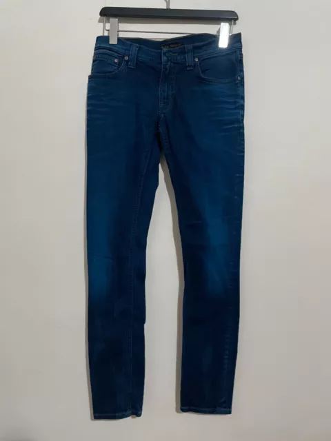 Nudie Blue Tight Long John Organic Cotton Denim Jeans 29 MADE IN ITALY