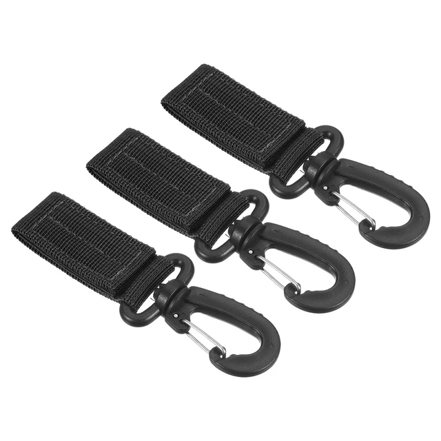 Cintura Agganci Cinturino 3pz Nylon Fettuccia Appendere Fibbia Portachiavi Nero
