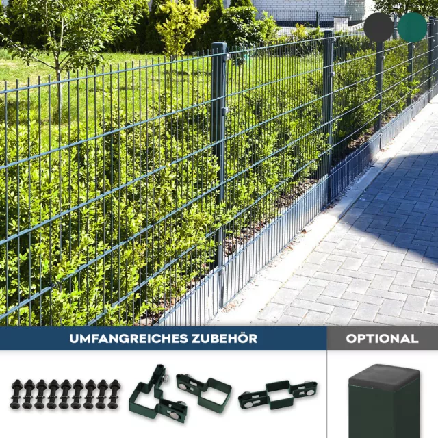 Doppelstabmattenzaun inkl. Eckpfosten Gartenzaun Industriezaun Zaun Gitterzaun