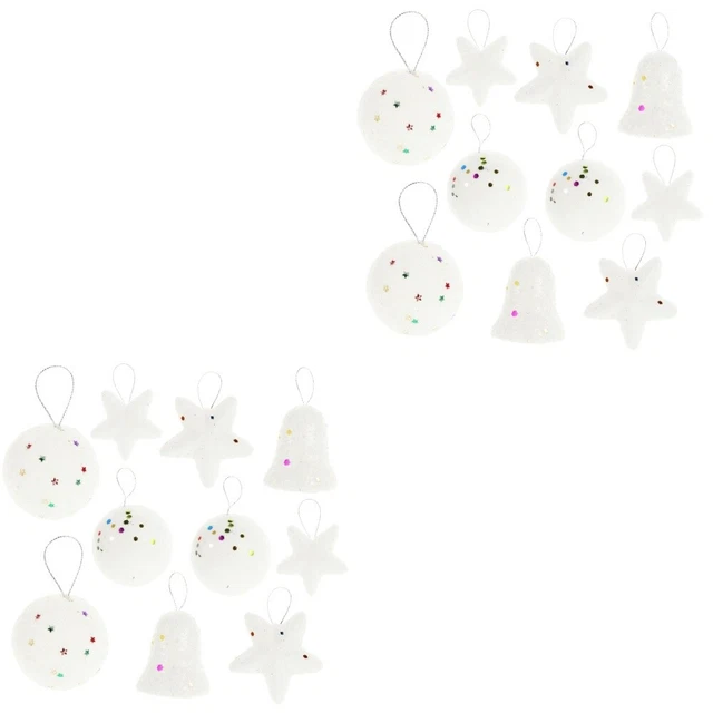240 Pcs White Foam Pendant Christmas Party Supplies Xmas Tree Ornaments