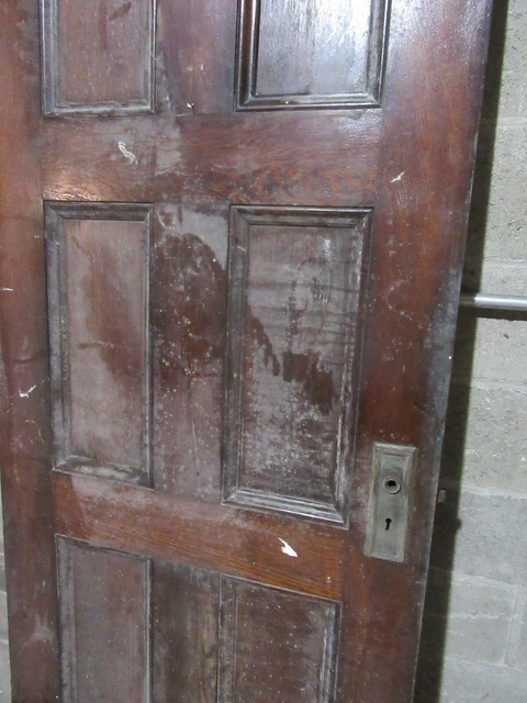 ~ ANTIQUE OAK 6 PANEL DOOR WITH HARDWARE X ~ 32 x 81.5 ARCHITECTURAL SALVAGE 4