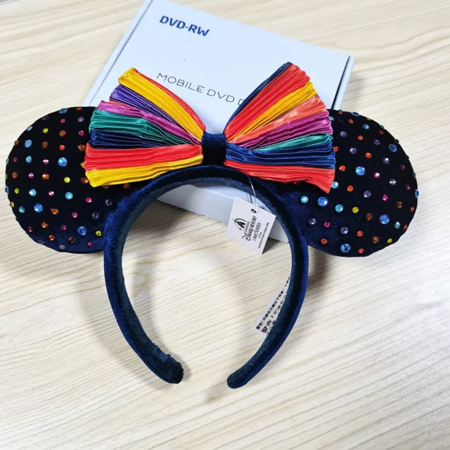 Ears Blue Velvet Rainbow Pride Felt Studded Disney~ Parks Minnie Headband