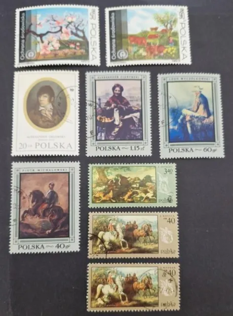 Poland art stamps x9 (s454)