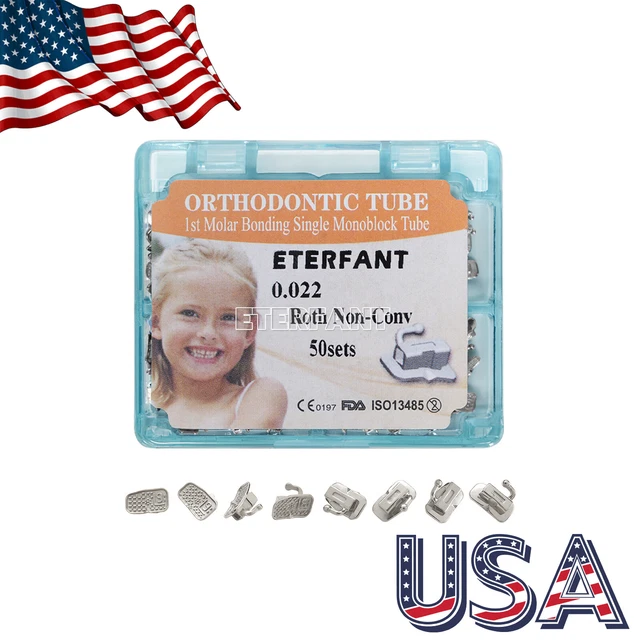 200PCs ETERFANT Dental Ortho Buccal Tube Monoblock 1st Molar Roth018 Bondable US