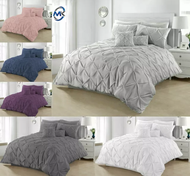 Pintuck Duvet Set 100% Cotton Quilt Cover Single Double Super King Size Bedding