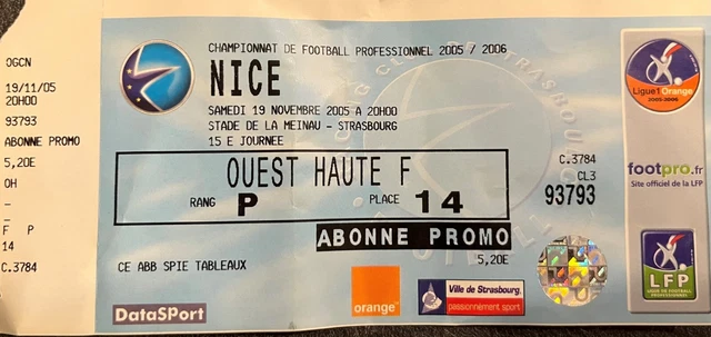 Ticket Match Racing Club Strasbourg Vs LOSC Lille - Ligue 1 - 25/09/21 - Rare