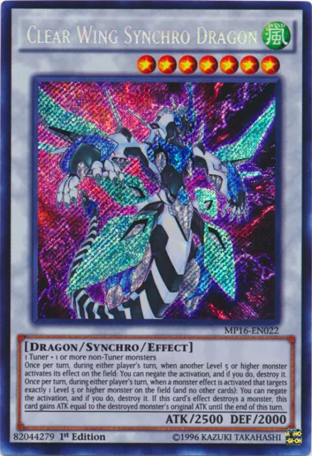 YUGIOH - Clear Wing Synchro Dragon - MP16-EN022 - Secret Rare - 1st Edition - NM