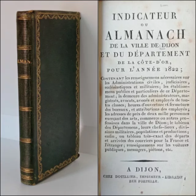 Indicateur Ou Almanach Ville De Dijon Et Département De La Côte-D'or. 1822