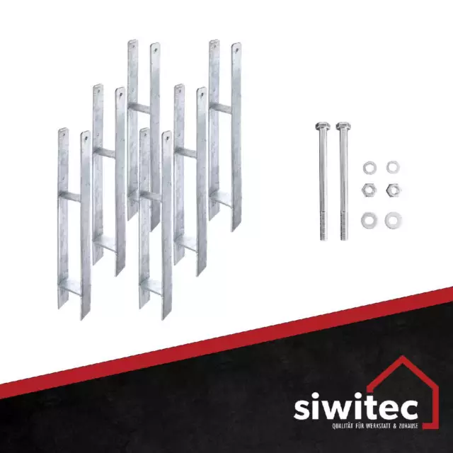H-Pfostenträger 6mm Einbetonieren Pfostenanker 6 Stück H-Anker inkl Schraubenset