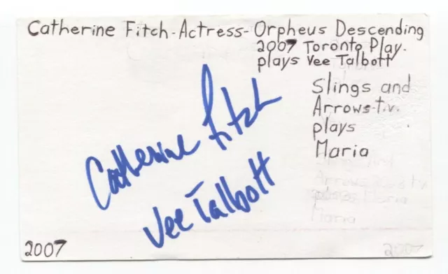 Catherine Fitch Signed 3x5 Index Card Autograph Signature Actress Avonlea
