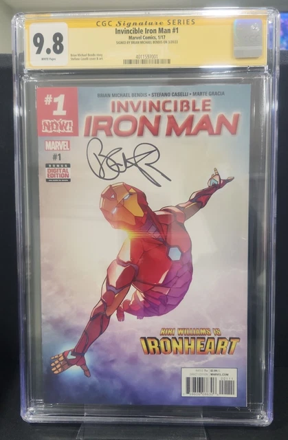 Invincible Iron Man #1- Cgc 9.8 - Signed By Brian Michael Bendis - Iron Heart
