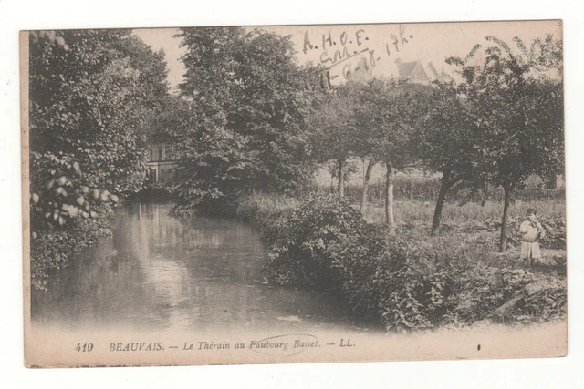 CPA 60 - BEAUVAIS : LE THÉRAIN AU FAUBOURG BASSET (OISE) ÉCRITE le 11-06-1918