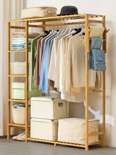 Soporte de riel de ropa de madera minimalista moderna Hilier (bambú)