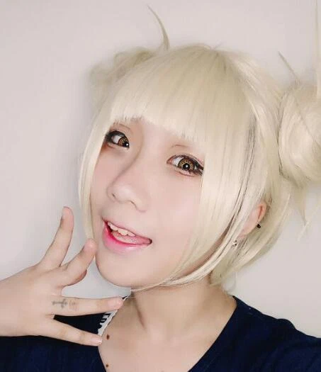 My Hero Boku no Academia Himiko Toga Gold Perücke Wig Cosplay Kostüme Anime...