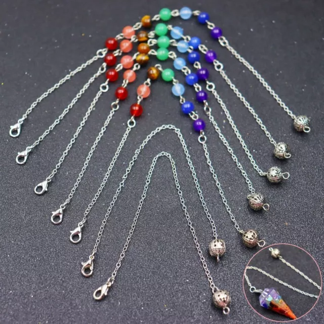 7 Chakra Bead Chakra Bead Chain Silver Color Pendulum Pendant Accessories