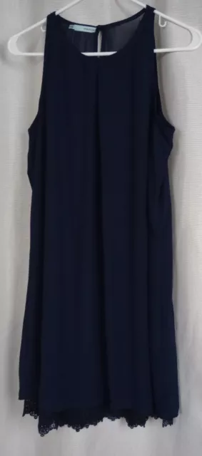 Womens Maurice’s Lace Shift Dress Size Medium Navy Blue Lined Flowy Lightweight