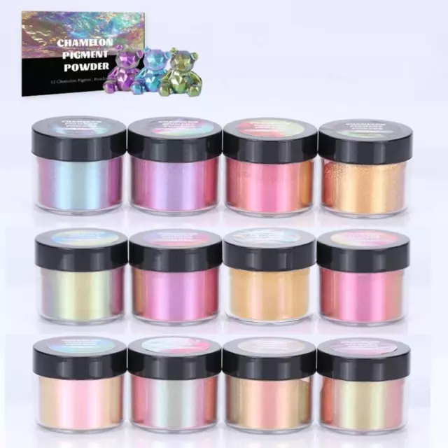 Color Shift Pigment Powder 12 Colors Pearl Mica Powder Epoxy Resin Dye for Resin