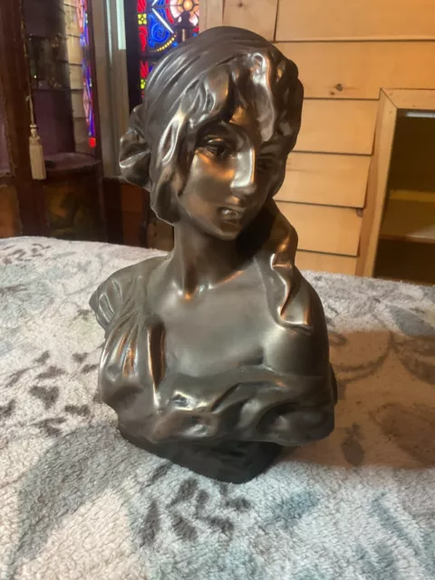 ART NOUVEAU Style Lady Bust Sculpture  Plaster