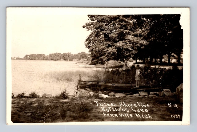RPPC-Fennville MI-Michigan, Tucker Shoreline, Hutching Lake, Vintage Postcard