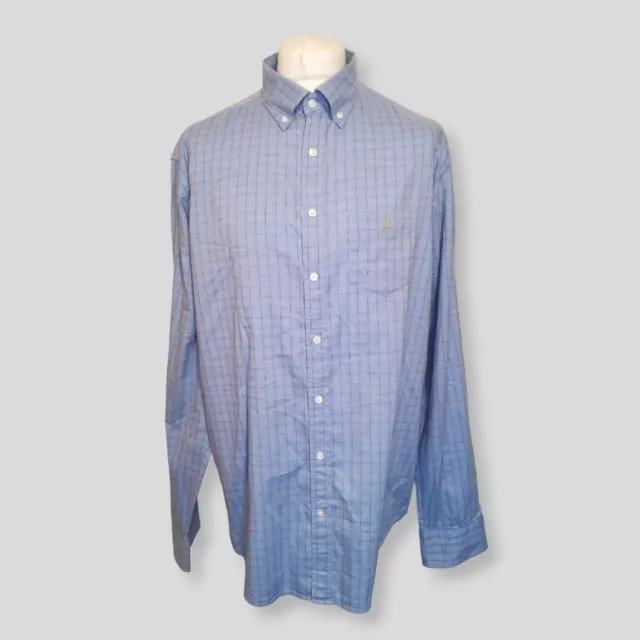 Gant Shirt Herren Größe XXL blau langarm kariertes Muster geknöpftes Shirt