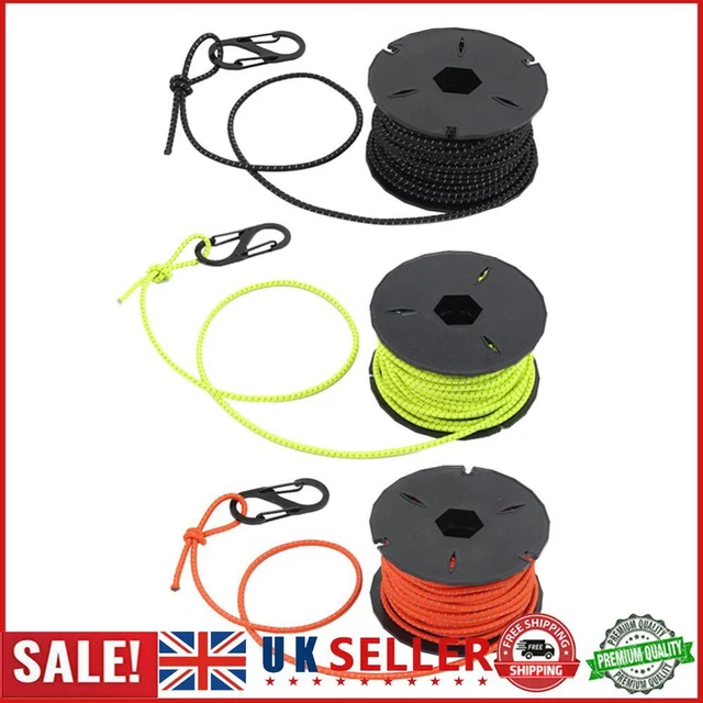 Reflective Paracord Lanyard Elastic Outdoor Camping Tent Rope w/ Carabiner Hook