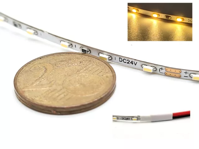 Mini LED Lichterkette LED nur 2 mm schmal 50cm 15-24V Kirmes Häuser +Litze #A136