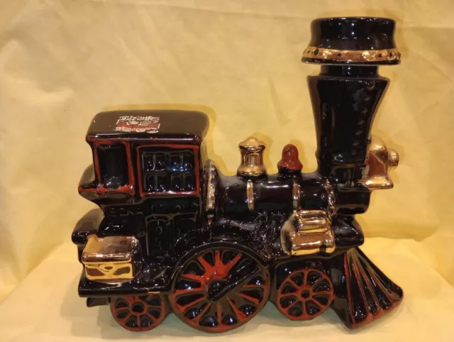 Ezra Brooks Black Locomotive Train Ceramic Whiskey Decanter 1969 (EMPTY)