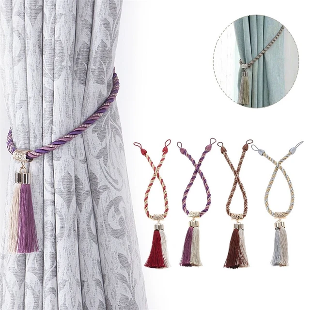2Pc Decorative Tassel Rope Holdbacks Window Curtain Buckle Cord Drapery Tiebacks