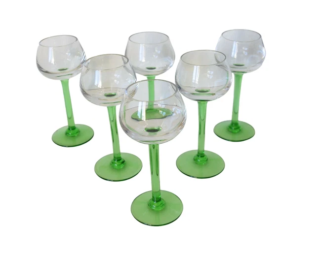 Série de 6 verres à vin ballon alsace verre vert vintage