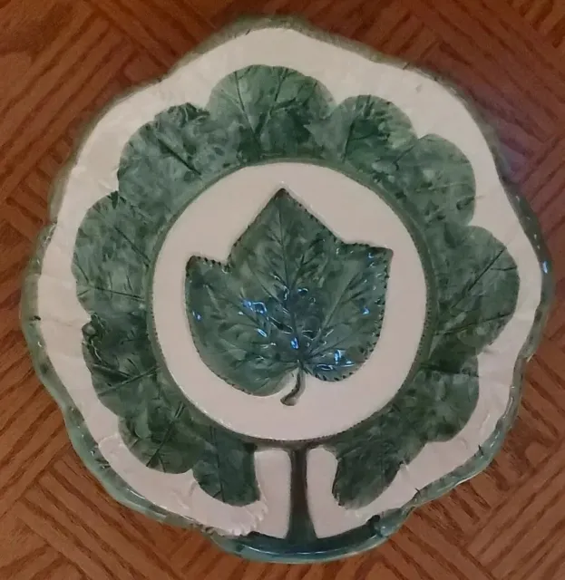 Haldon Group Vintage Italian Grape Leaf Majolica Pottery Serving Bowl Numbered