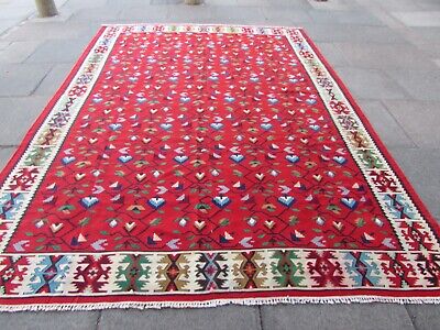 Fine Vintage Kilim Traditional Hand Made Oriental Red Wool Large Kilim 320x231cm