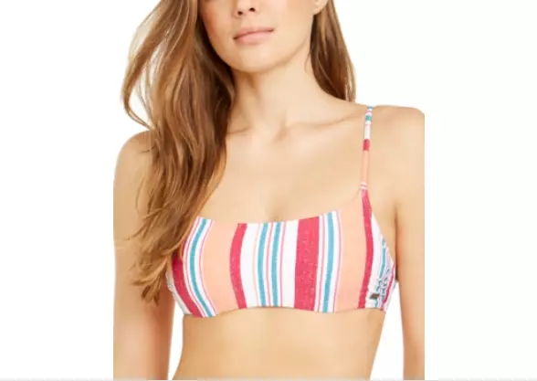 NWT! Roxy Juniors' Striped Hidden Underwire Bralette Bikini Top Women's Swimsuit