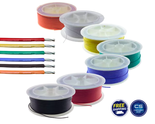 Silicone Cable Flexible Wire 8/10/12/14/16/18/20/22/24/26/30 AWG Various Colours