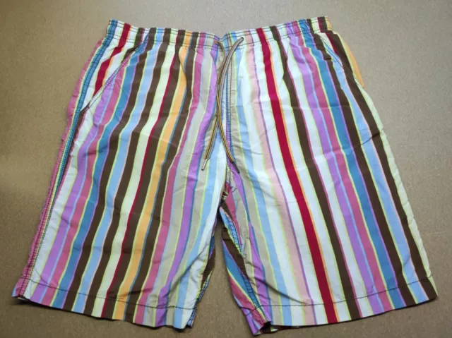 Paul Smith Mens Striped Shorts Size L Drawstring Back Pockets