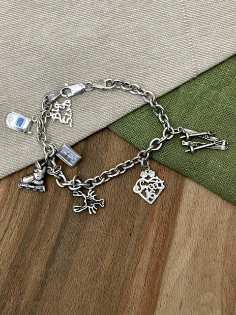 Lovely Charm Bracelet Chain Solid Sterling 925 Silver Ski Sister 16 years Old