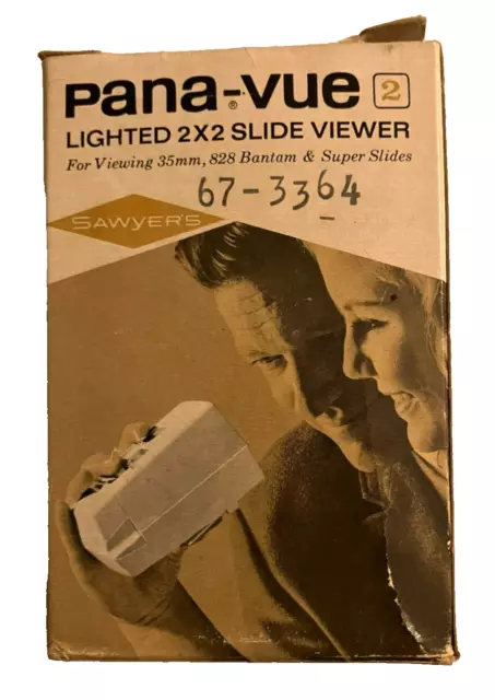 Vintage GAF Pana-Vue 2 Lighted 2x2 Slide Viewer - Tested - Works - Original Box