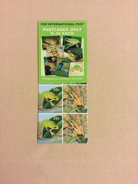 AUSTRALIA BOOKLET STAMPS 1999  SMALL POND LIFE 10 X 50c FROG STAMPS S/ADHESIVE