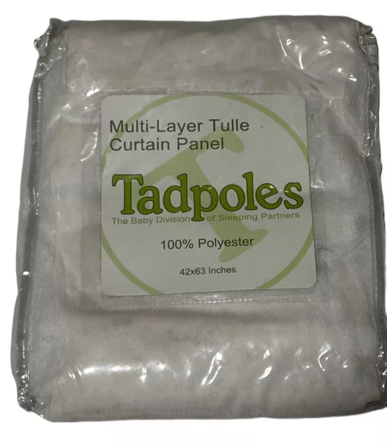 TADPOLES Multi Layer Tulle  Curtain Panel Baby Kids Home Play White 42”x 63" NWT