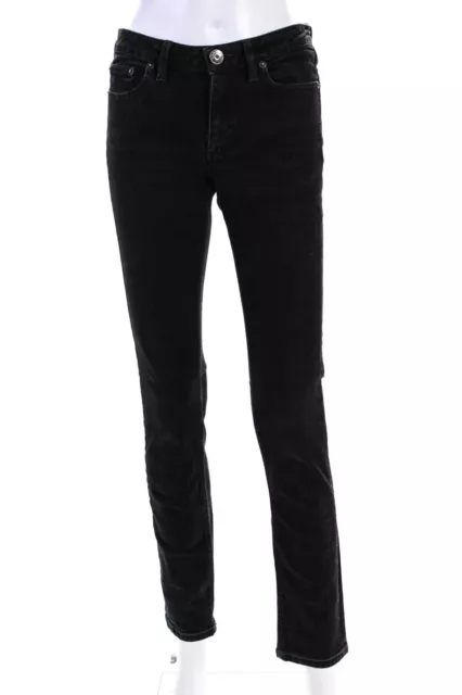 Marc By Marc Jacobs Womens Zip Front Solid Cotton Skinny Jeans Black Size 28