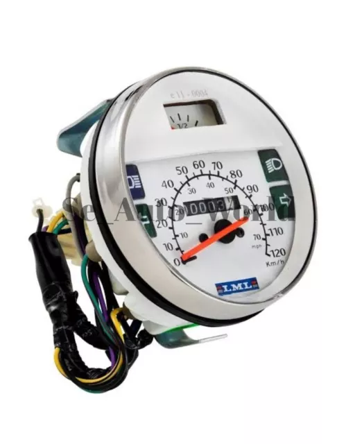 For Vespa Px/Lusso/Lml White Face 120Km/H Speedometer New