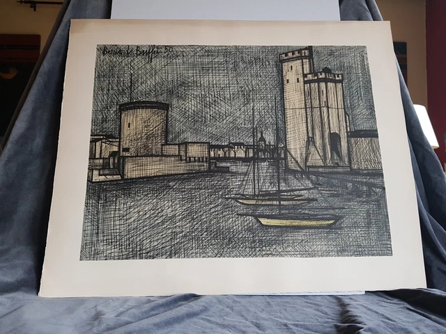 Lithographie Originale Bernard Buffet "Port De La Rochelle" - 1/300 Exemplaires - Années 1950