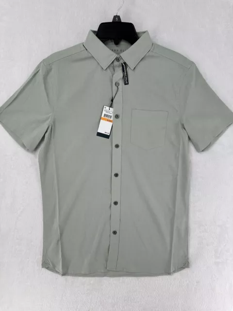 Perry Ellis Shirt Mens Small Green Slim Fit Stretch Short Sleeve Button Up $70