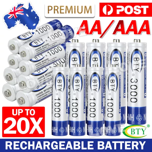 4-24x 3000mAh AA/1000mAh AAA Rechargeable Battery NI-MH 1.2V Recharge  Batteries