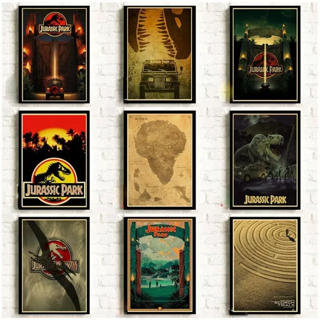 Jurassic Park Movie Posters Retro Style Wall Painting Kraft Paper Printed Room