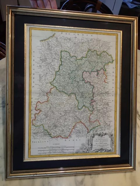 1770 Carte Île de France Paris Versailles Orléans Loiret Chartres Essonne Meaux