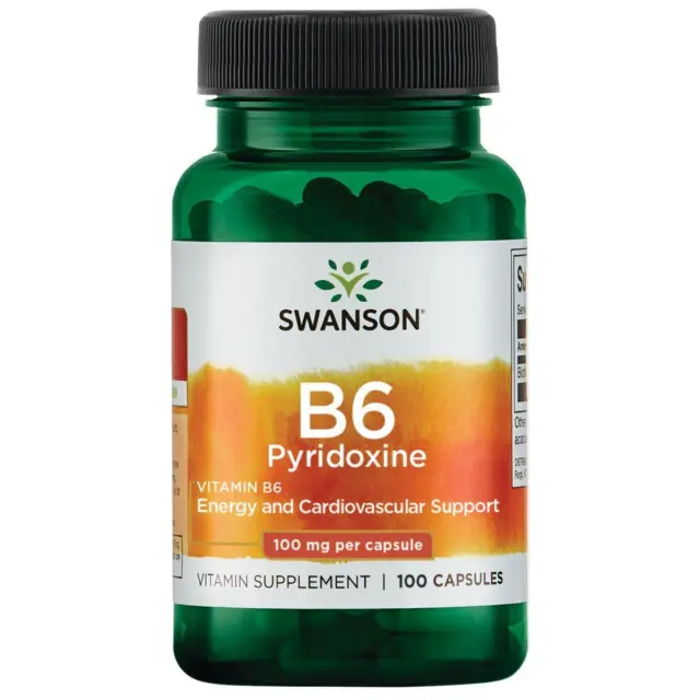 Swanson Vitamina B6 Piridoxina 100mg 100 Cápsulas Energía Soporte Metabolismo