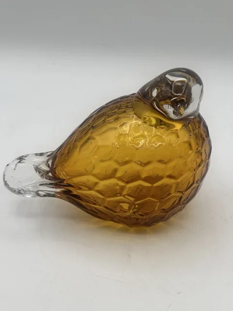 Hand Blown Amber Glass Bird Honeycomb Body