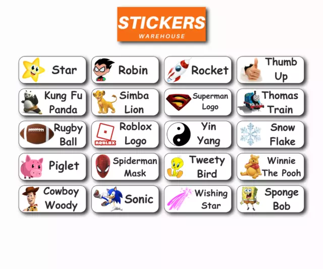 Personalised Stick On Name Labels Stickers Tags, For School, Kids Waterproof
